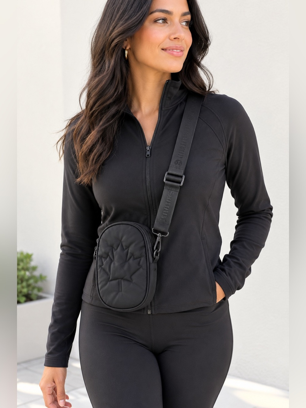 Lululemon Team Canada Black Maple Leaf Crossbody Bag